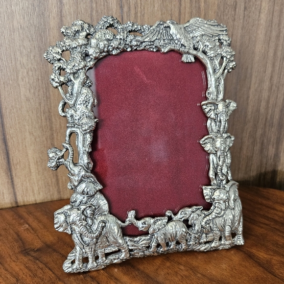 Vintage ARTHUR COURT 1995 Jungle Scene Elephants Leopards Bird Safari - Picture 15 of 16